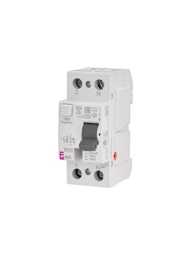 Srovės nuotėkio rėlė ETI EFI-P2 A 10kA, 2P, 40 A, 240 V,30mA