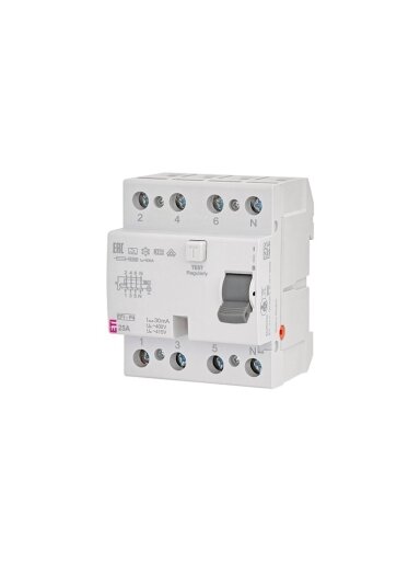 Srovės nuotėkio rėlė ETI EFI-P4 A 10kA, 4P, 25 A, 415 V,30mA