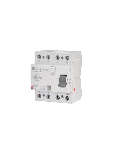 Srovės nuotėkio rėlė ETI EFI6-P4 A 6kA, 4P, 25 A, 415 V,30mA