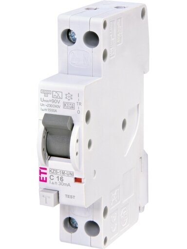 Srovės nuotėkio rėlė ETI KZS-1M-UNI, 2P, 16 A, 240 V, 30 mA