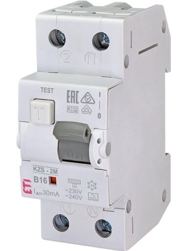 Srovės nuotėkio rėlė ETI KZS-2M, 230 V, 16 A, 30 mA, 2P