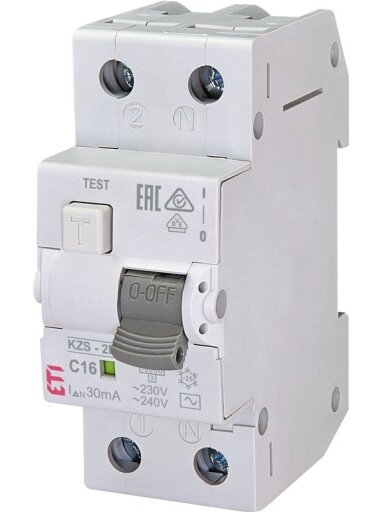 Srovės nuotėkio rėlė ETI KZS-2M, 230 V, 16 A, 30 mA, 2P