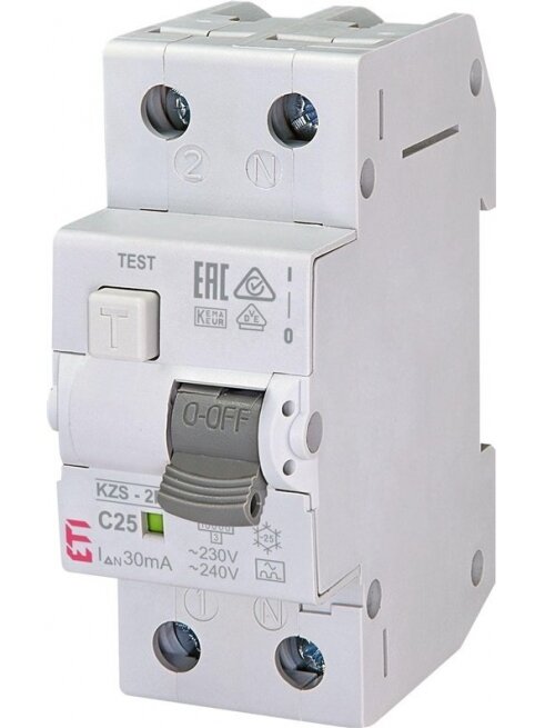 Srovės nuotėkio relė KZS-2M (C 25A; 6kA; 30mA A; 1P+N) Srovės nuotėkio relė KZS-2M (C 25A; 6kA; 30mA A; 1P+N)