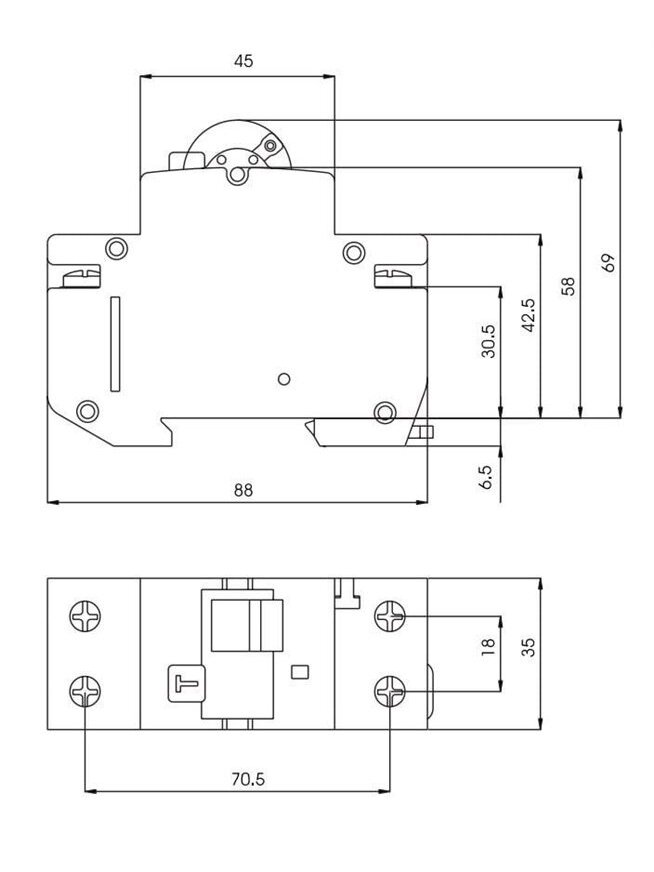 Srovės nuotėkio rėlė ETI KZS-2M, 230 V, 16 A, 30 mA, 2P 1 Srovės nuotėkio rėlė ETI KZS-2M, 230 V, 16 A, 30 mA, 2P 1