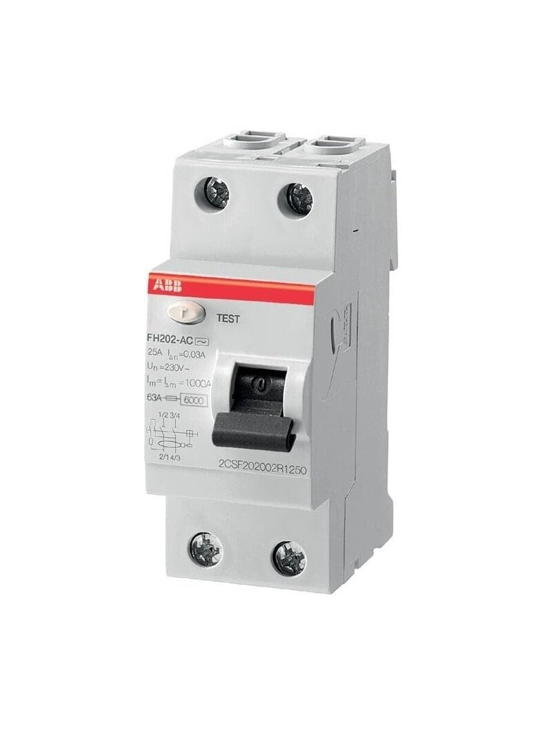 Srovės nuotėkio relė FH202, 40A, 6kA, 30mA AC, 2P Srovės nuotėkio relė FH202, 40A, 6kA, 30mA AC, 2P