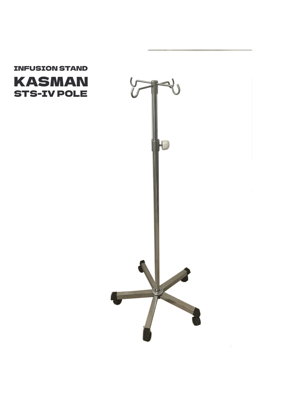Stovas infuzijoms KASMAN STS-IV Pole, nerudyjančio plieno, 4-ių vietų