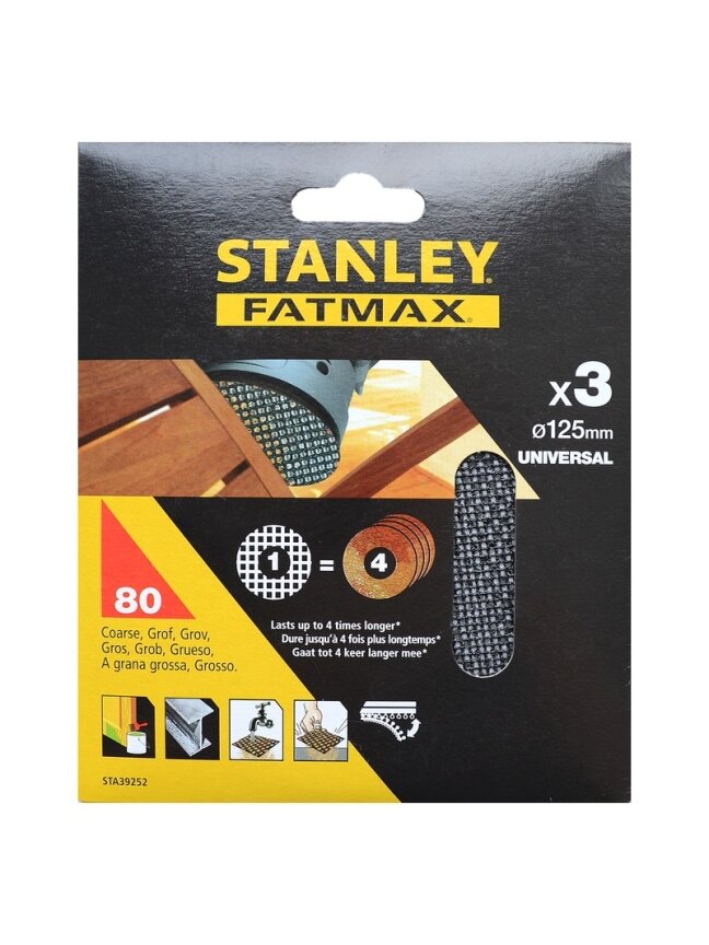 Stanley Šlif. tinklelis VELCRO 125 mm, 3 x 240 g 2 Stanley Šlif. tinklelis VELCRO 125 mm, 3 x 240 g 2