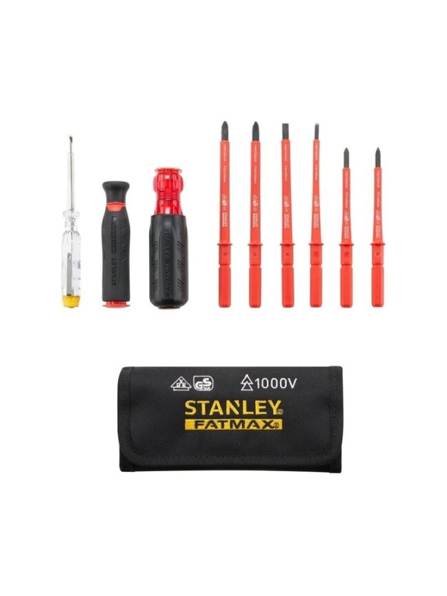 Stanley Stanley Fatmax VDE el. atsuktuvų rink. 10 vnt. krepšyje, 1000V 1 Stanley Stanley Fatmax VDE el. atsuktuvų rink. 10 vnt. krepšyje, 1000V 1