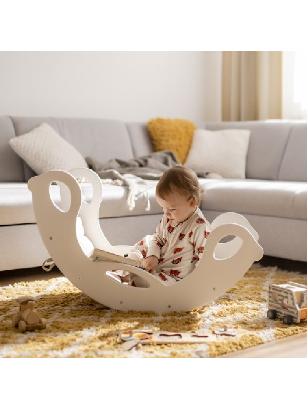 Supynės Ingvart FunArc 80x40x40cm, Medinės, Balta Spalva 3 Supynės Ingvart FunArc 80x40x40cm, Medinės, Balta Spalva 3
