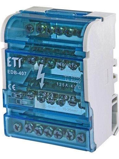 Sujungimo kaladėlė ETI EDB-407, 5 x 1,5-6 mm²;2 x 6-16 mm²