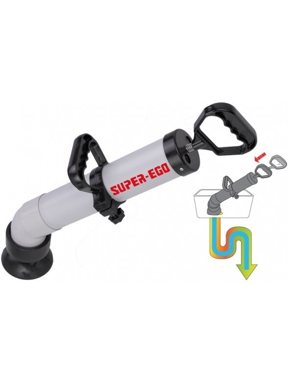 Sustiprinta valymo pompa Super Ego, su 2 adapteriais (1,3 l; Ø 20 - 100 mm) Sustiprinta valymo pompa Super Ego, su 2 adapteriais (1,3 l; Ø 20 - 100 mm)