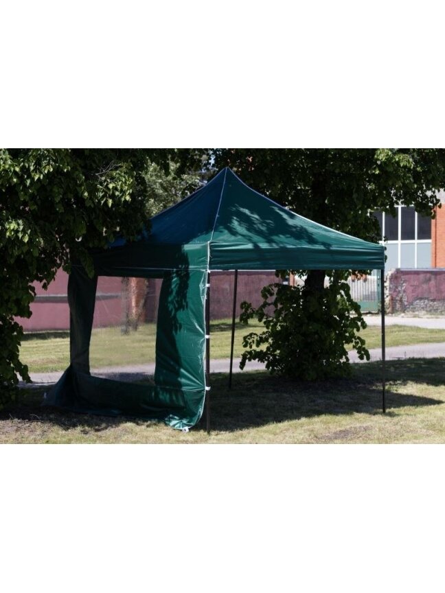 Sulankstoma palapinė Pop Up 2.92x2.92 m, su sienomis ir stogu, žalia, serija H, plienas 2 Sulankstoma palapinė Pop Up 2.92x2.92 m, su sienomis ir stogu, žalia, serija H, plienas 2