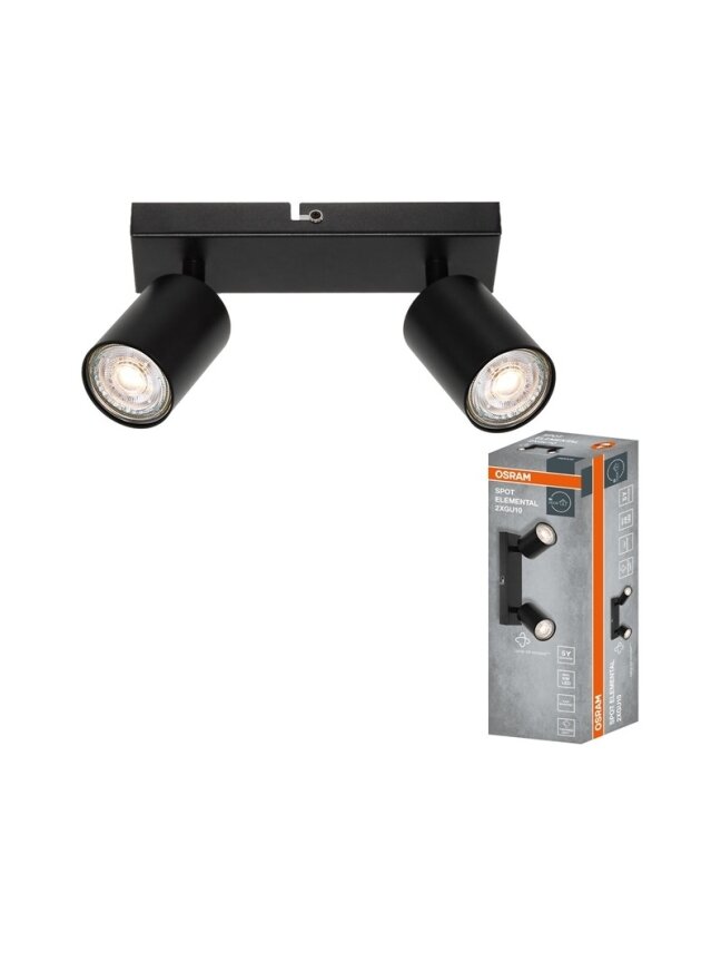 Šviestuvas kryptinis Osram, 2xGU10, juodas 2