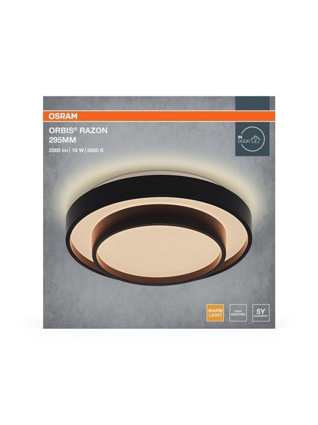 Šviestuvas lubų Osram, LED, 16W, 3000K, 1000lm, Ø295, juoda 2