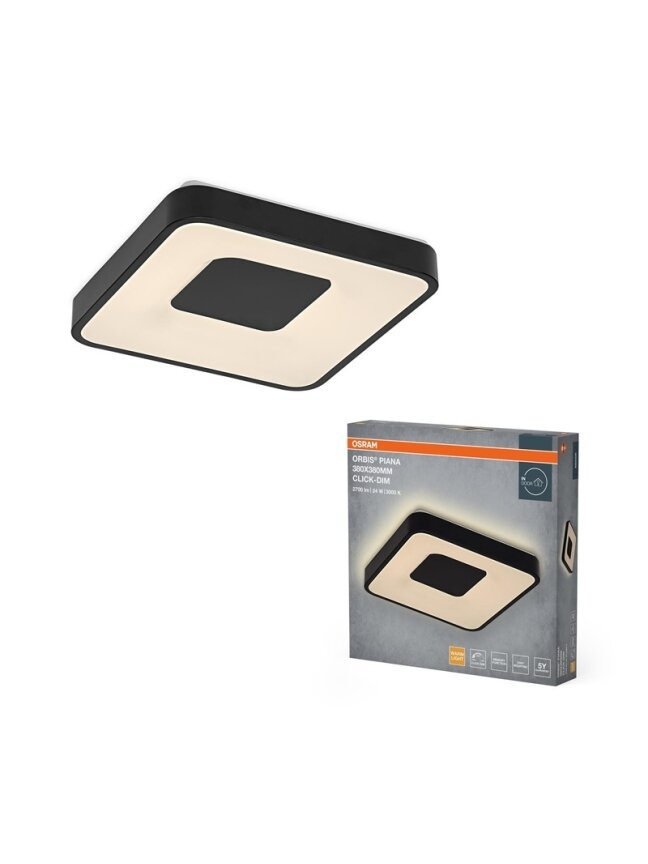 Šviestuvas lubų Osram, LED, 24W, 3000K,1450lm, Ø380, juodas 1 Šviestuvas lubų Osram, LED, 24W, 3000K,1450lm, Ø380, juodas 1