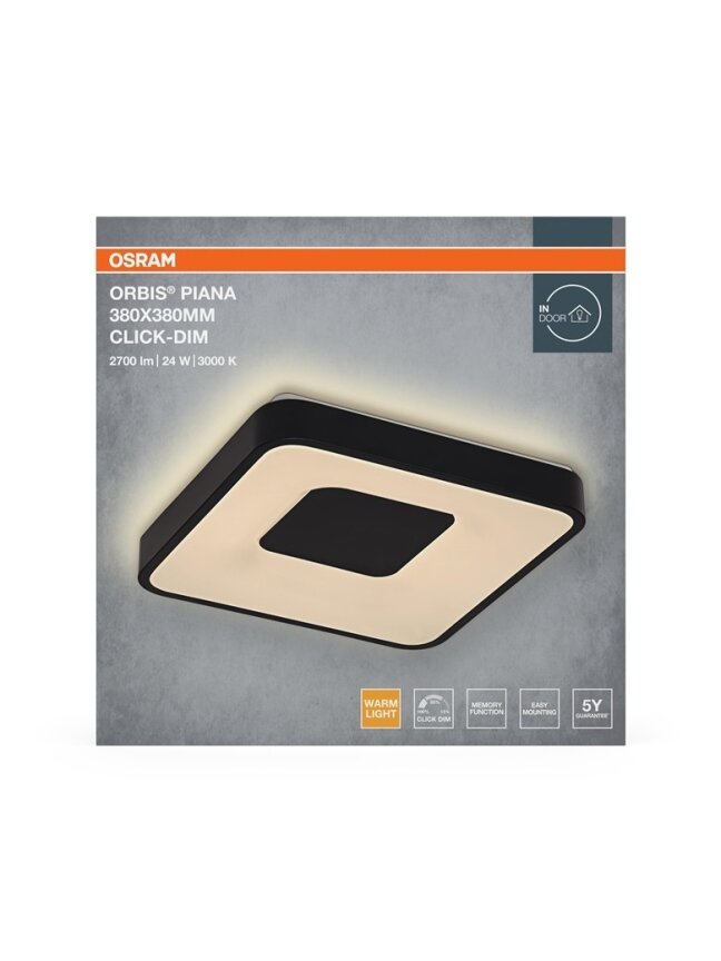 Šviestuvas lubų Osram, LED, 24W, 3000K,1450lm, Ø380, juodas 2 Šviestuvas lubų Osram, LED, 24W, 3000K,1450lm, Ø380, juodas 2