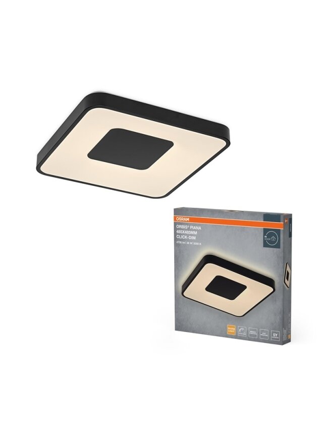 Šviestuvas lubų Osram, LED, 36W, 3000K,2000lm, Ø485, juodas 1 Šviestuvas lubų Osram, LED, 36W, 3000K,2000lm, Ø485, juodas 1