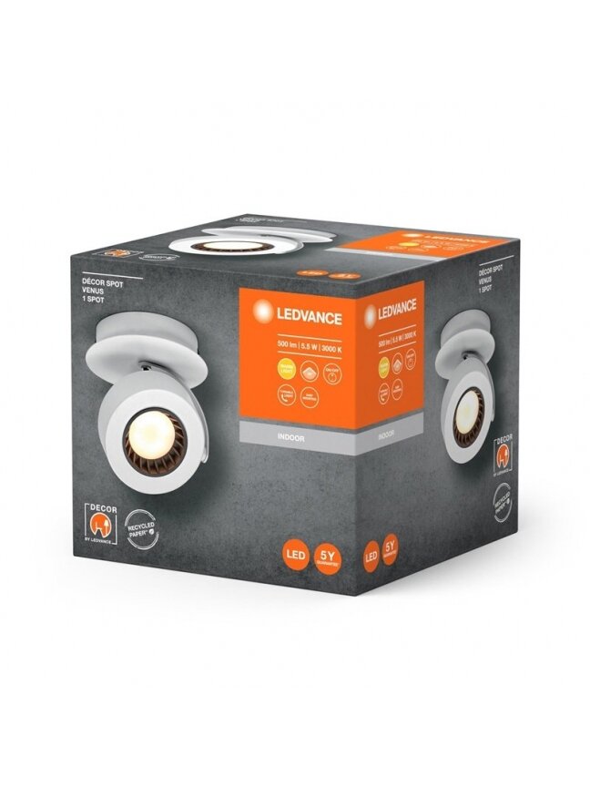 Šviestuvas nukreipiamasis Ledvance Venus 5.5 W, LED, 3000 °K 1 Šviestuvas nukreipiamasis Ledvance Venus 5.5 W, LED, 3000 °K 1
