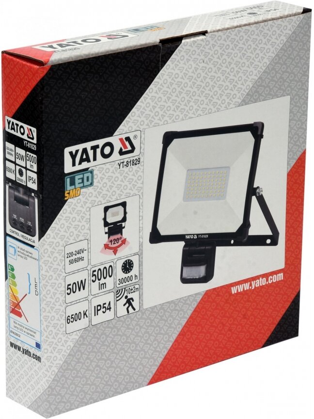 Šviestuvas SMD LED su judesio davikliu 50W 5000lm Yato 4