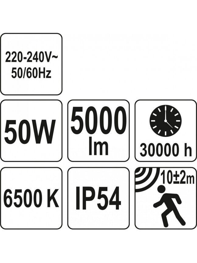 Šviestuvas SMD LED su judesio davikliu 50W 5000lm Yato 7