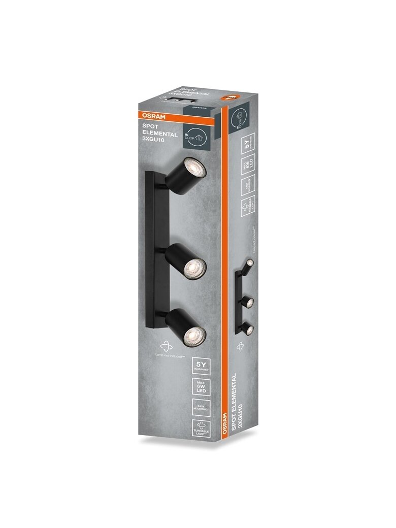 Šviestuvas kryptinis Osram, 3xGU10, juodas. 2