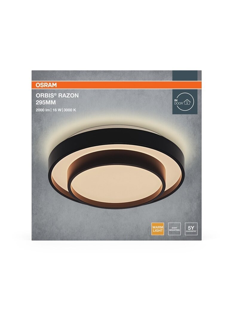 Šviestuvas lubų Osram, LED, 16W, 3000K, 1000lm, Ø295, juoda 2 Šviestuvas lubų Osram, LED, 16W, 3000K, 1000lm, Ø295, juoda 2
