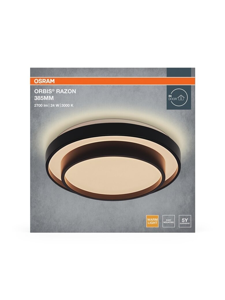 Šviestuvas lubų Osram, LED, 24W, 3000K, 1450lm, Ø385, juoda 2 Šviestuvas lubų Osram, LED, 24W, 3000K, 1450lm, Ø385, juoda 2