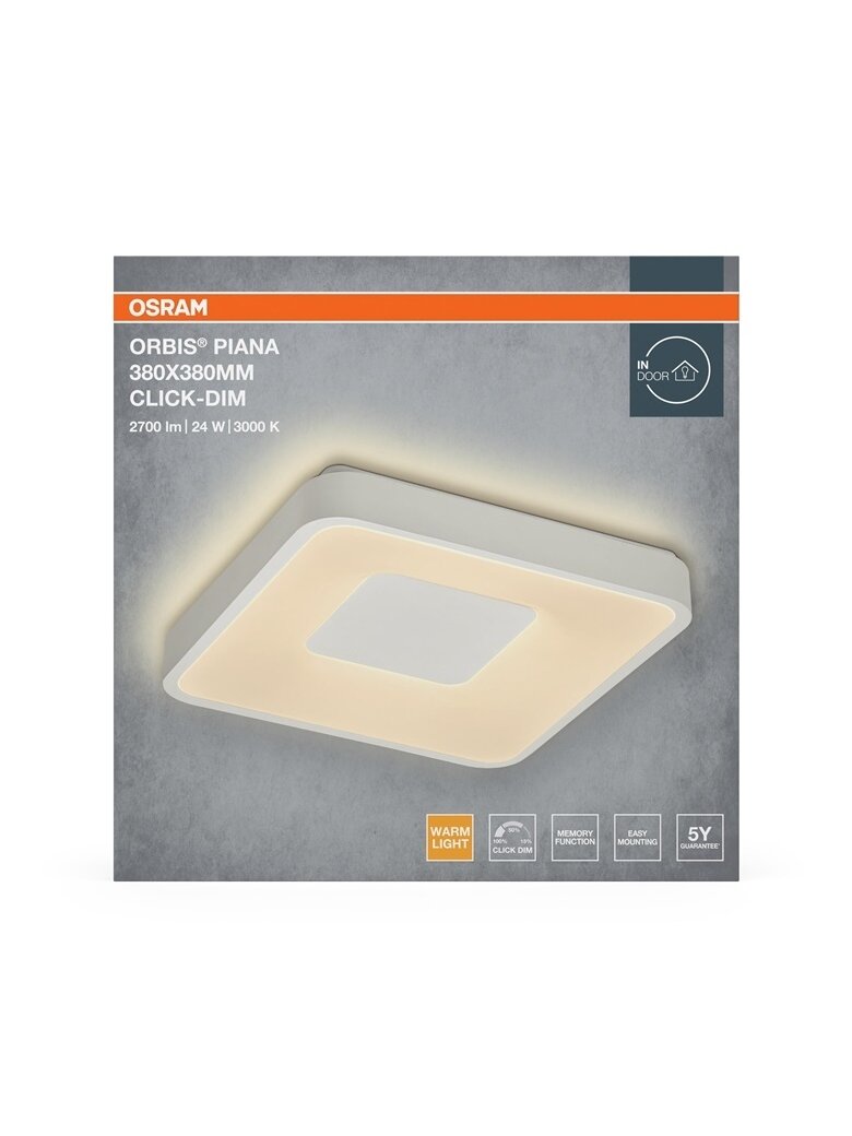 Šviestuvas lubų Osram, LED, 24W, 3000K,1450lm, Ø380,baltas 2 Šviestuvas lubų Osram, LED, 24W, 3000K,1450lm, Ø380,baltas 2