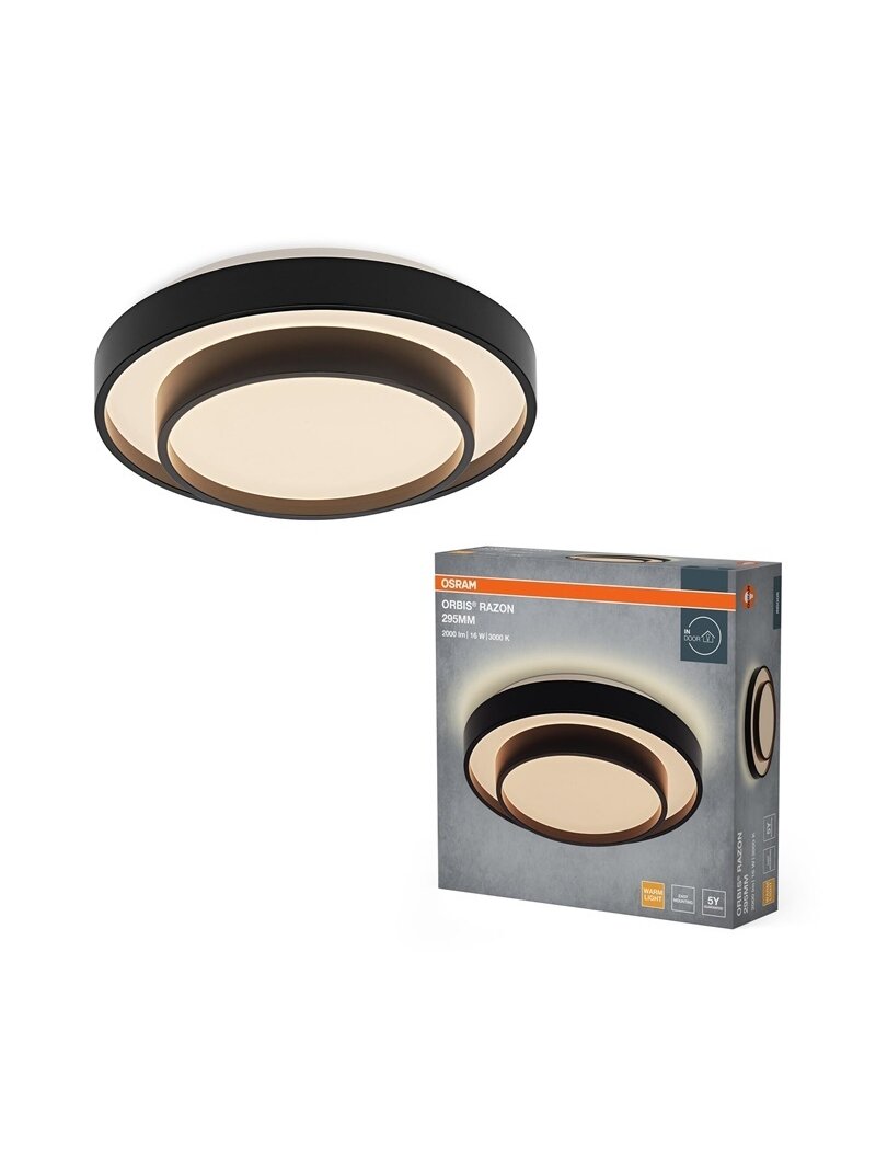 Šviestuvas lubų Osram, LED, 16W, 3000K, 1000lm, Ø295, juoda 1