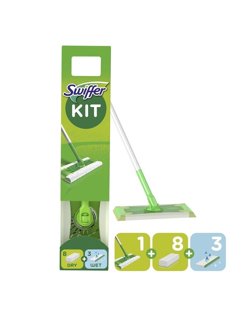 Swiffer Sweeper Kit, Sausas 8 vnt + Šlapias 3 vnt Swiffer Sweeper Kit, Sausas 8 vnt + Šlapias 3 vnt