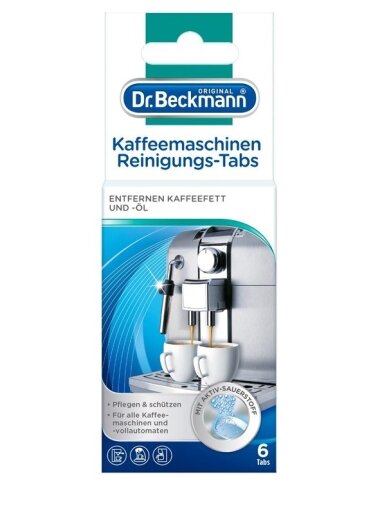 Tabletės Dr. Beckmann, kavos aparatui valyti, 6 vnt. Tabletės Dr. Beckmann, kavos aparatui valyti, 6 vnt.