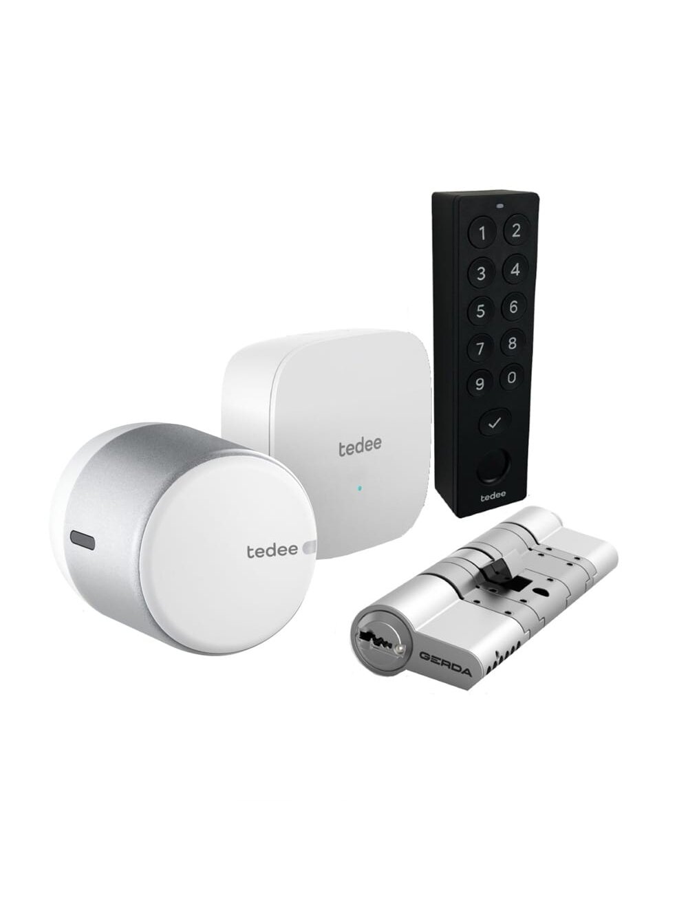 TEDEE GO išmanios spynos komplektas (su PIN kodų klaviatūra) Bluetooth Wi-Fi su nuotoliniu valdymu (sidabrinis)