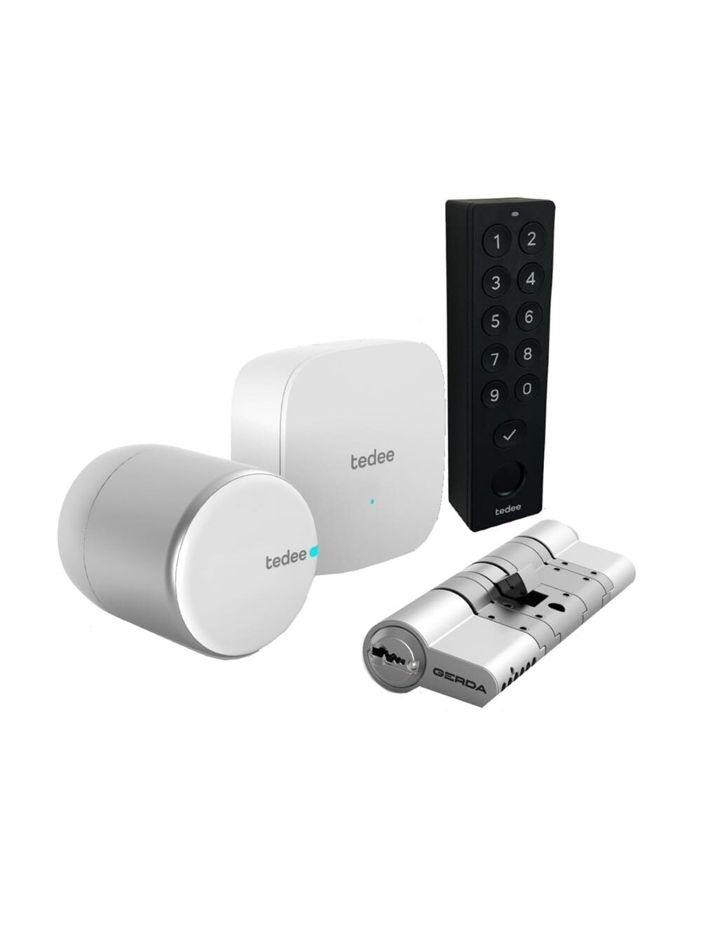 TEDEE PRO išmanios spynos komplektas (su PIN kodų klaviatūra) Bluetooth Wi-Fi su nuotoliniu valdymu (sidabrinis)