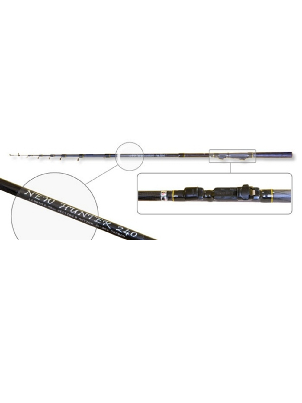 Teleskopinis Spiningas SURF MASTER New Hunter 5001, ilgis 210cm, testas 10-30g Teleskopinis Spiningas SURF MASTER New Hunter 5001, ilgis 210cm, testas 10-30g