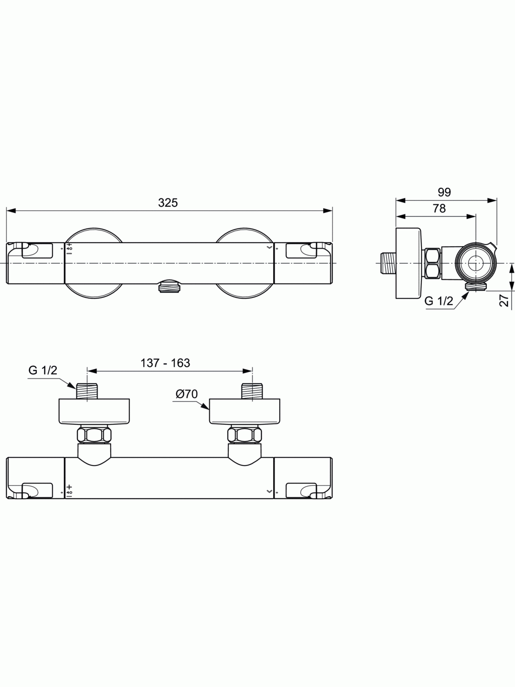 Termostatinis dušo maišytuvas Ideal Standard, Ceratherm T50 3 Termostatinis dušo maišytuvas Ideal Standard, Ceratherm T50 3