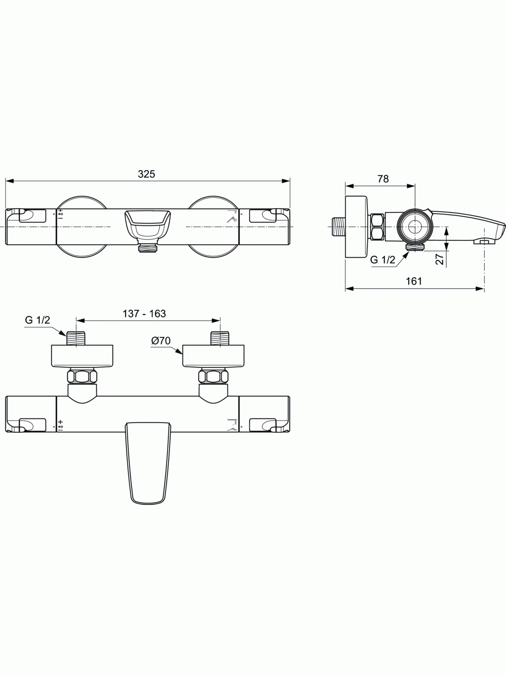 Termostatinis vonios maišytuvas Ideal Standard, Ceratherm T50 3