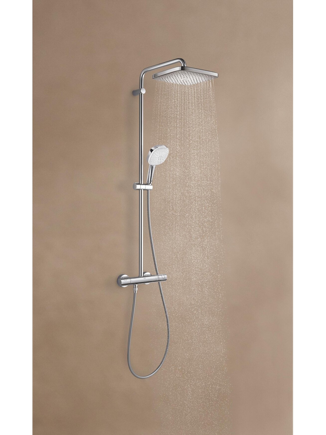 Termostatinė dušo sistema Tempesta Cube 250 (galva Ø250, alkūnė 390mm, 2`jų srovių rankinis dušas, 8 l/min), chromas 7 Termostatinė dušo sistema Tempesta Cube 250 (galva Ø250, alkūnė 390mm, 2`jų srovių rankinis dušas, 8 l/min), chromas 7