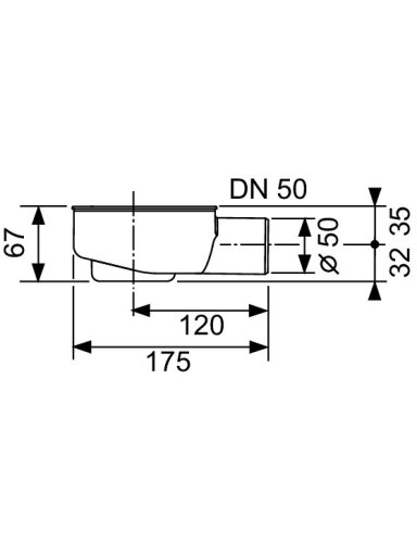 TECEdrainline plokščias sifonas, DN 50 horizontalus; montavimo H 95 mm; pralaidumas 0,73 l/s
