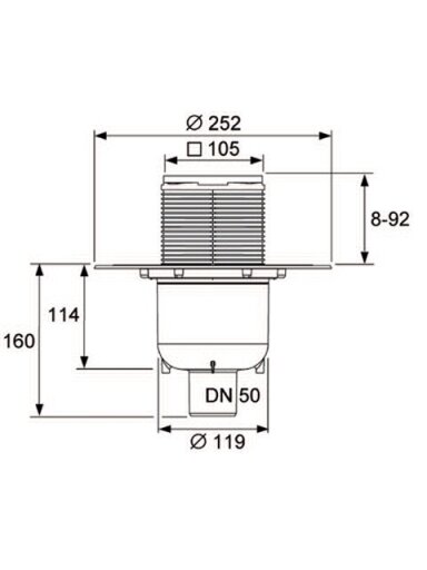 TECEdrainpoint S 130 vertikalus trapo komplektas