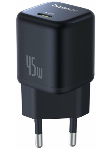 Telefono įkroviklis Baseus PicoGo GaN, USB Type-C, juoda 45W