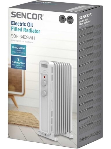 Tepalinis šildytuvas Sencor SOH 3409WH, 2000 W Tepalinis šildytuvas Sencor SOH 3409WH, 2000 W