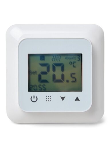 Termostatas HEATCOM, HC60, su ekranu, kabinamas, baltas