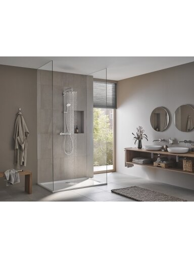 Termostatinė dušo sistema Euphoria 260 (stac. galva Ø260, alkūnė 450 mm, 3`jų srovių rankinis dušas 110), chromas