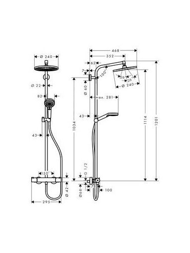 Termostatinis dušo komplektas Hansgrohe Crometta 2726700