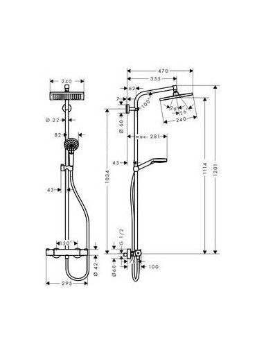 Termostatinis dušo komplektas Hansgrohe Crometta 2727100