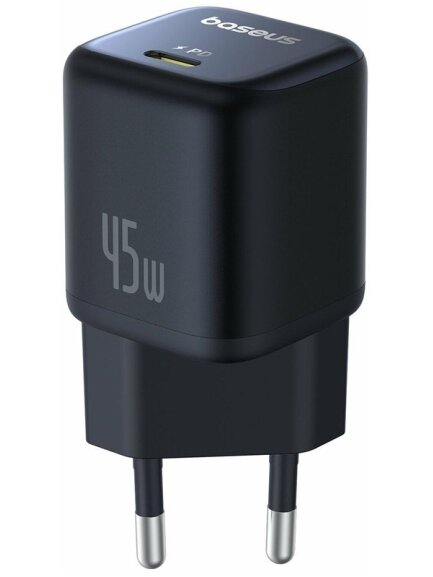 Telefono įkroviklis Baseus PicoGo GaN, USB Type-C, juoda 45W Telefono įkroviklis Baseus PicoGo GaN, USB Type-C, juoda 45W