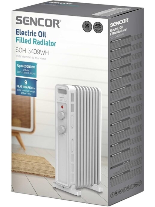 Tepalinis šildytuvas Sencor SOH 3409WH, 2000 W 1