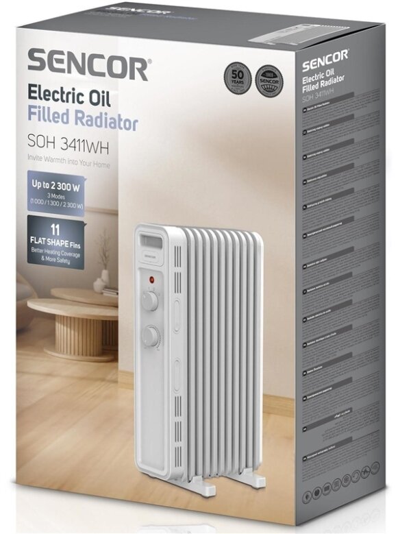Tepalinis šildytuvas Sencor SOH 3411WH, 2300 W 1 Tepalinis šildytuvas Sencor SOH 3411WH, 2300 W 1