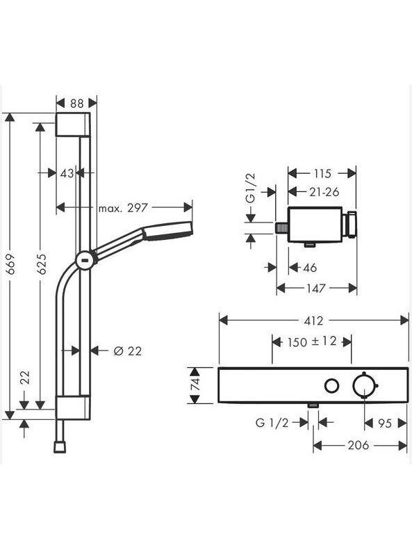 Termostatinė dušo sistema Hansgrohe Pulsify Select 24260000 2 Termostatinė dušo sistema Hansgrohe Pulsify Select 24260000 2