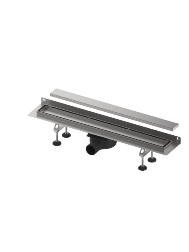 TECElinus dušo latako komplektas su dvipusėmis grotelėmis steel/plate , su užlenktu flanšu 900mm